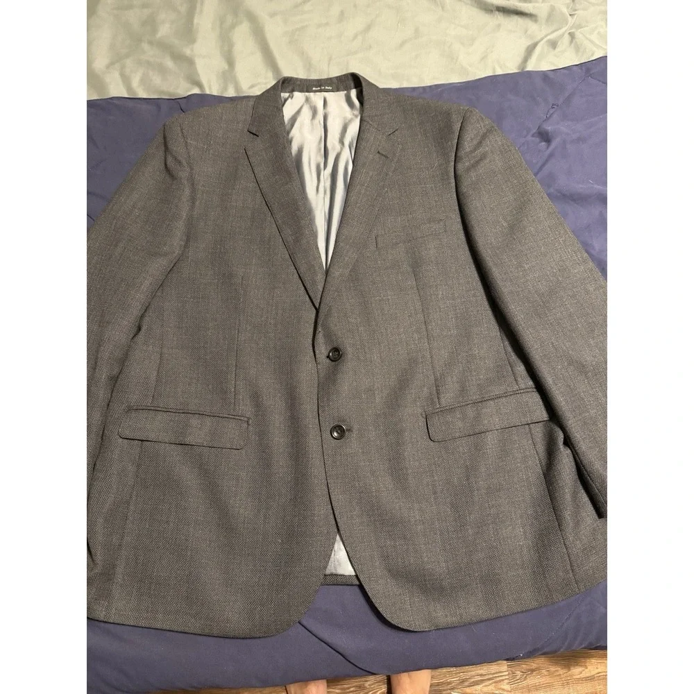 TIGLIO LUXE 48R Lanificio Di Biella Sangria Blazer Gray Pure Wool Textured